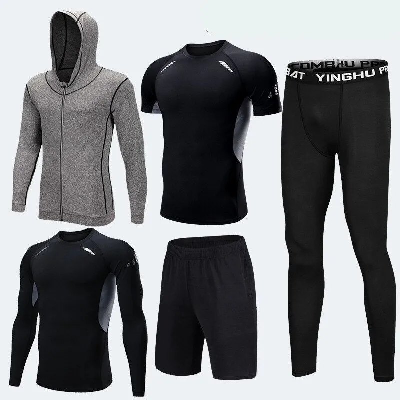 Nsqured 5-Piece Men's Compression Sportswear Set