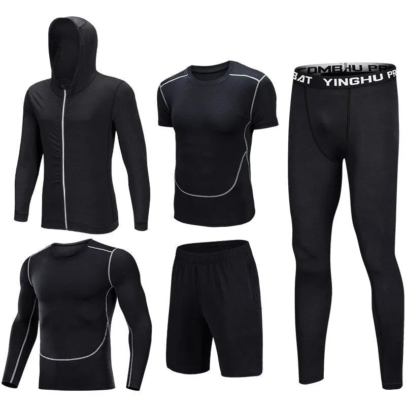 Nsqured 5-Piece Men's Compression Sportswear Set