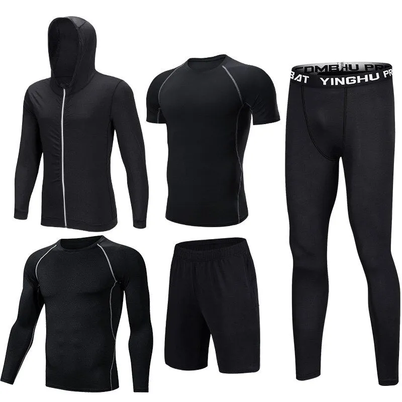 Nsqured 5-Piece Men's Compression Sportswear Set