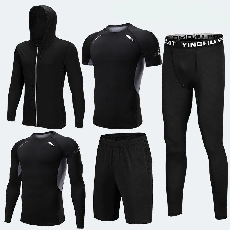 Nsqured 5-Piece Men's Compression Sportswear Set