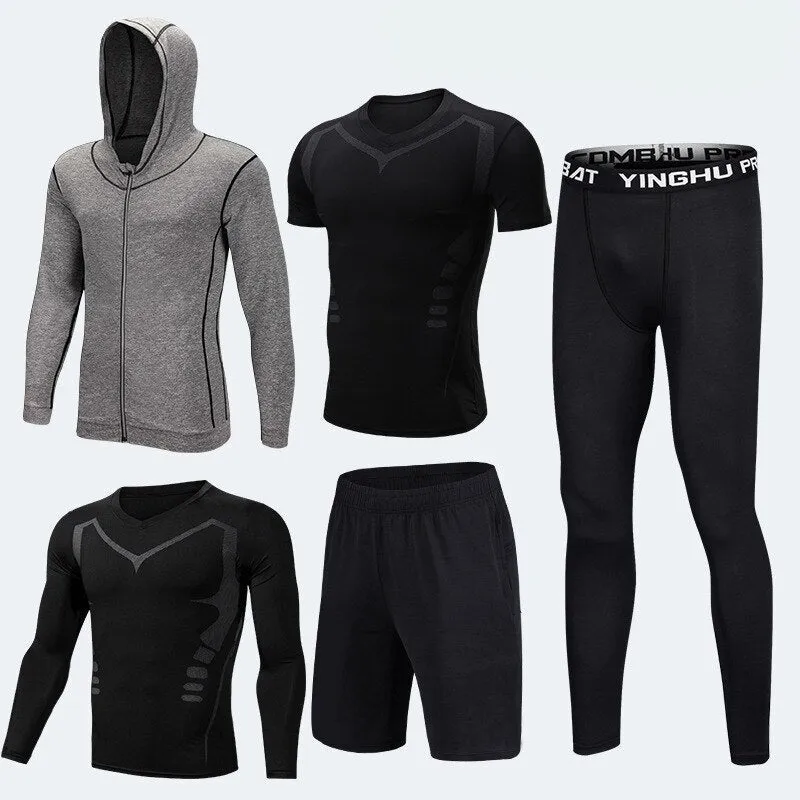 Nsqured 5-Piece Men's Compression Sportswear Set