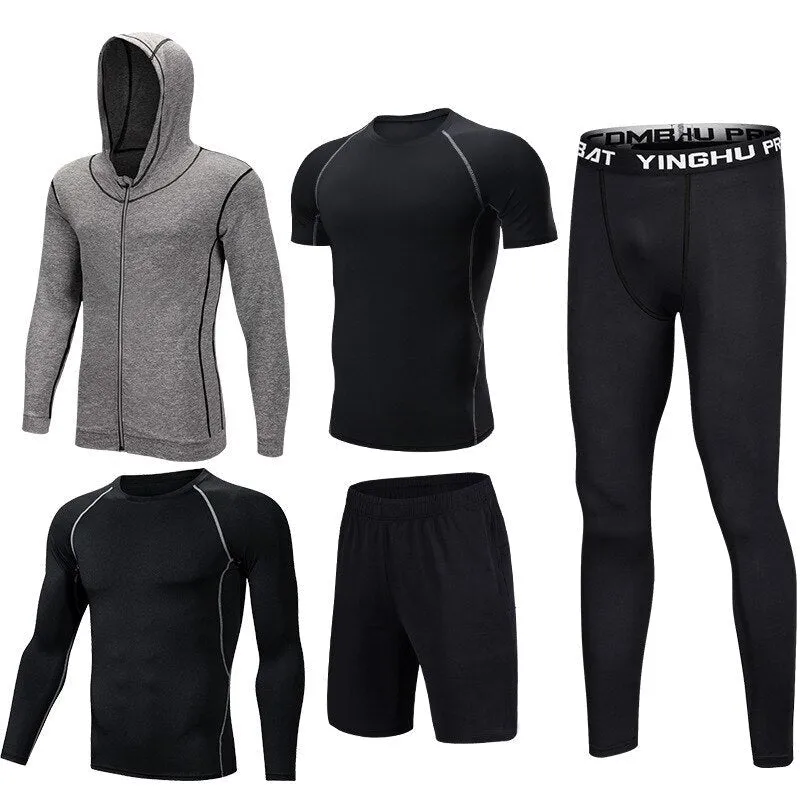 Nsqured 5-Piece Men's Compression Sportswear Set