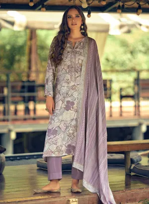 Pure Pashmina Unstitched Winter Suit Dress Material with Shawl for Women