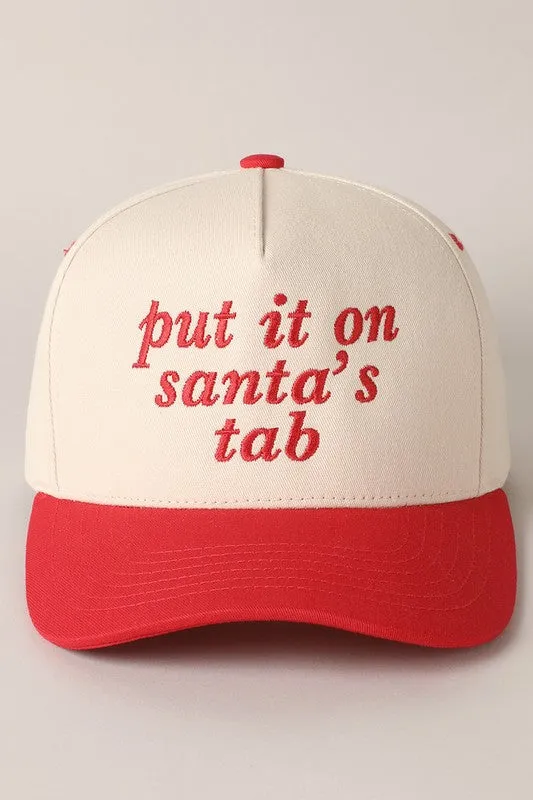 Put It On Santa's Tab Embroidered Baseball Cap (red)