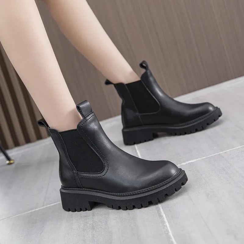 Retro Fashion Genuine Leather Chelsea Ankle Boots