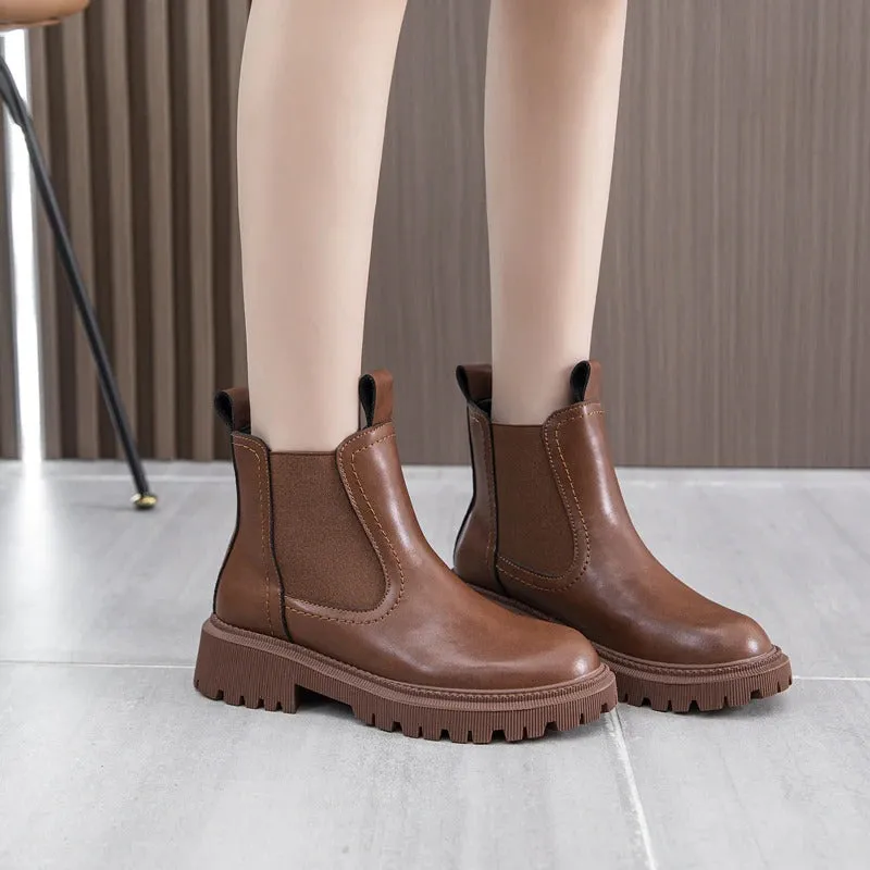 Retro Fashion Genuine Leather Chelsea Ankle Boots