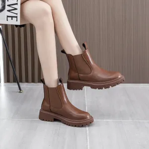 Retro Fashion Genuine Leather Chelsea Ankle Boots