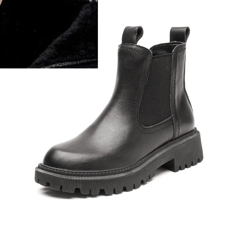 Retro Fashion Genuine Leather Chelsea Ankle Boots