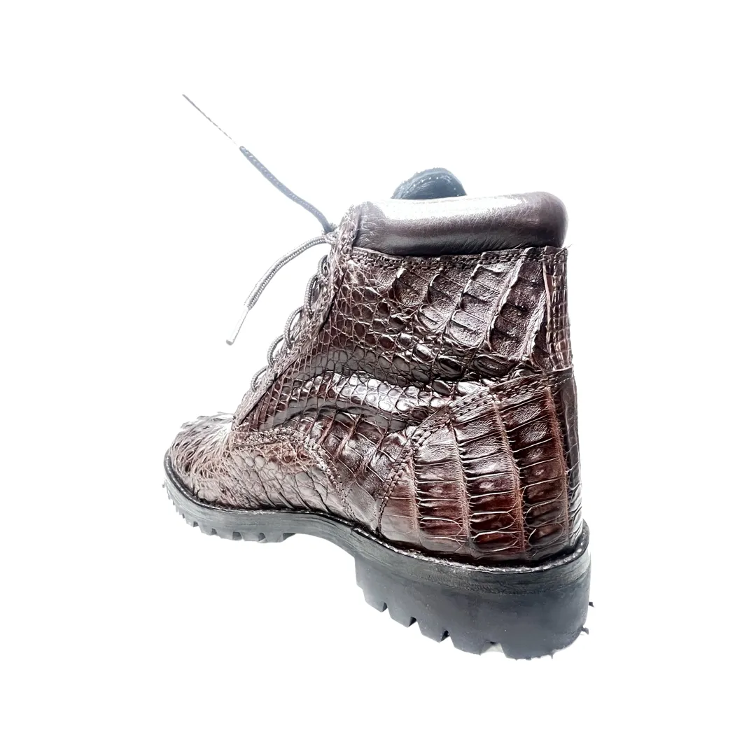 Safari Chocolate Brown All-Over Horn-back Combat Boots