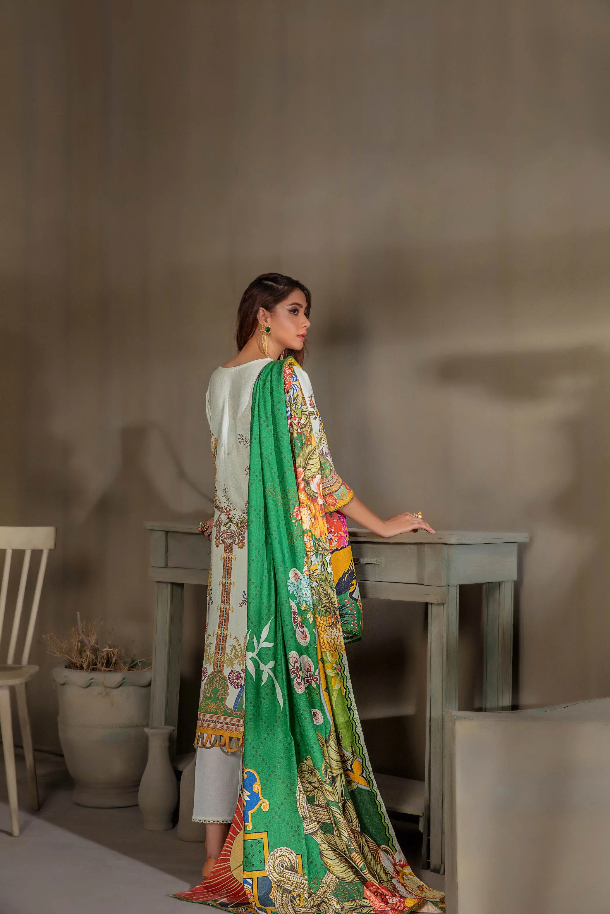 Sana & Samia by Lala Embroidered Woolen Print Collection – Citrine