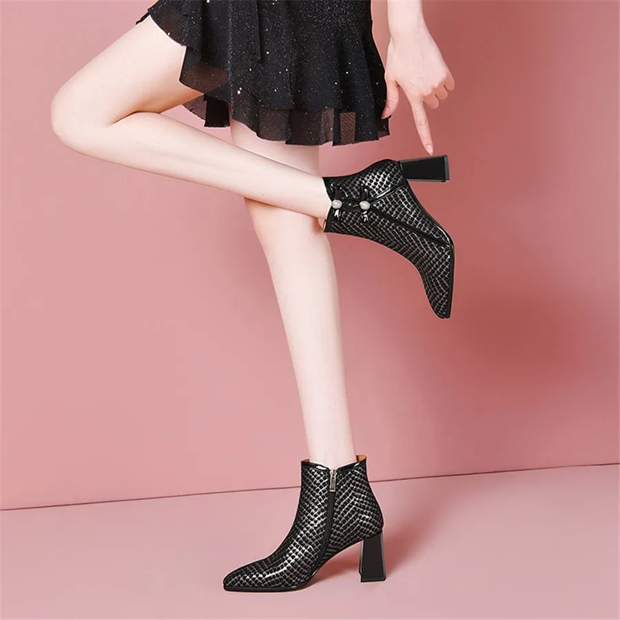 SerpentLux Party Pointed Toe Ankle Boots