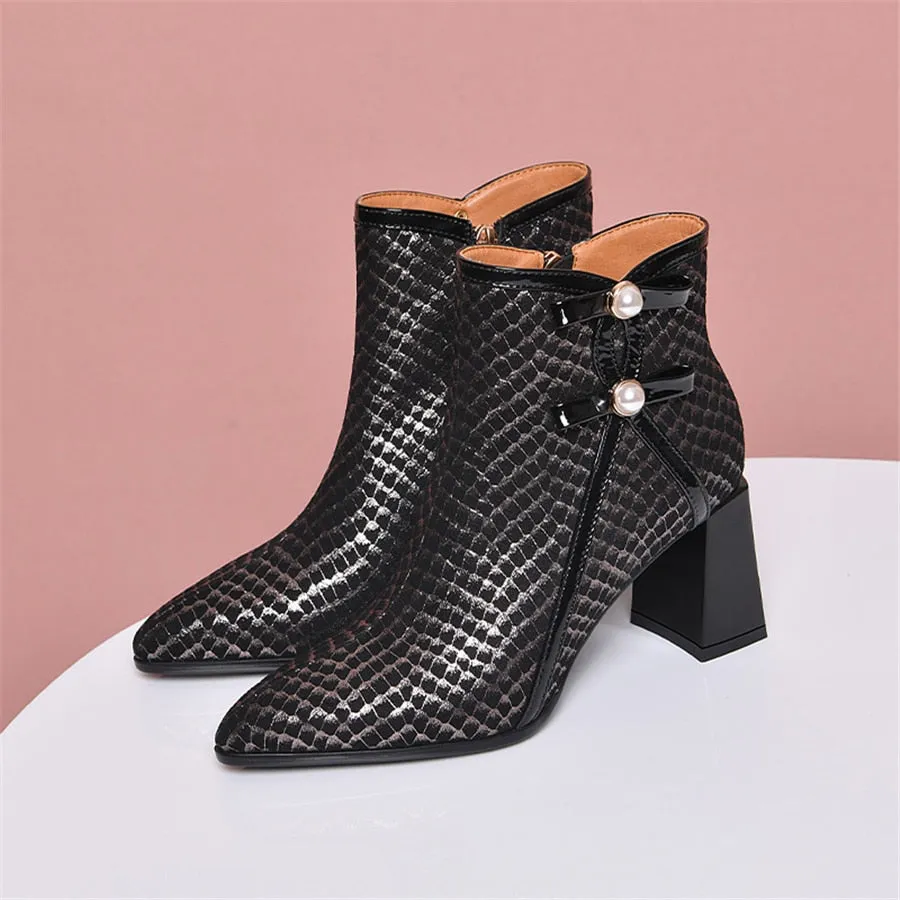 SerpentLux Party Pointed Toe Ankle Boots