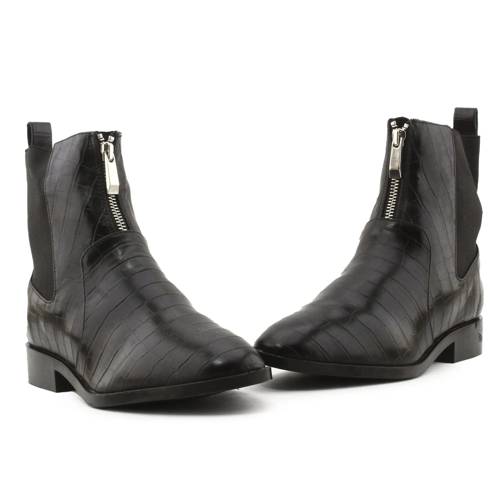 Stradivarius Zipper Stretchable Ankle Boots | 100% Authentic Leather