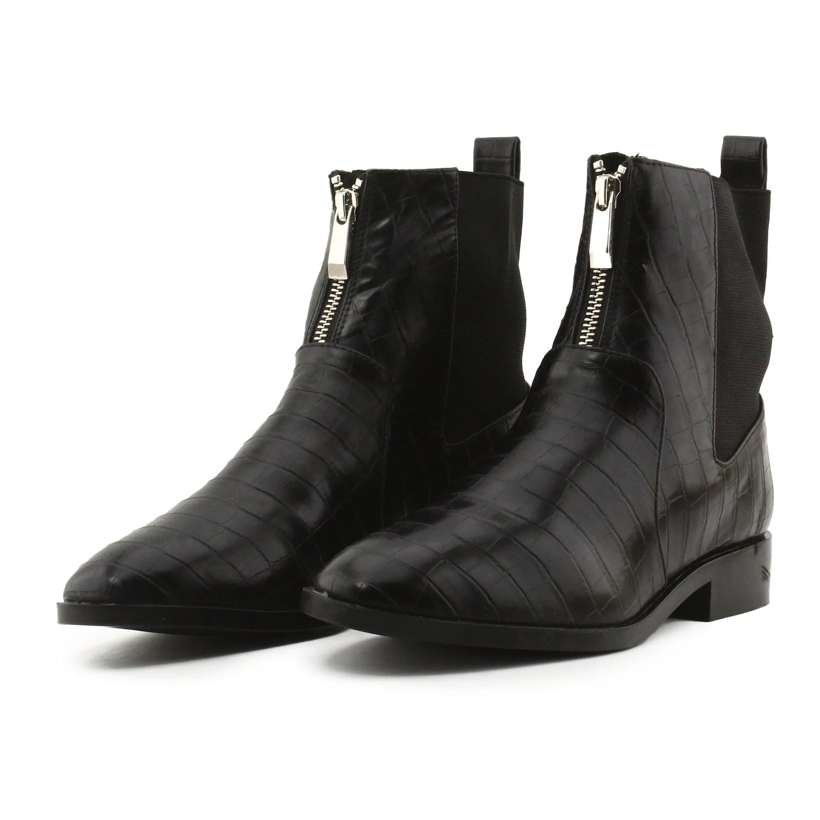 Stradivarius Zipper Stretchable Ankle Boots | 100% Authentic Leather