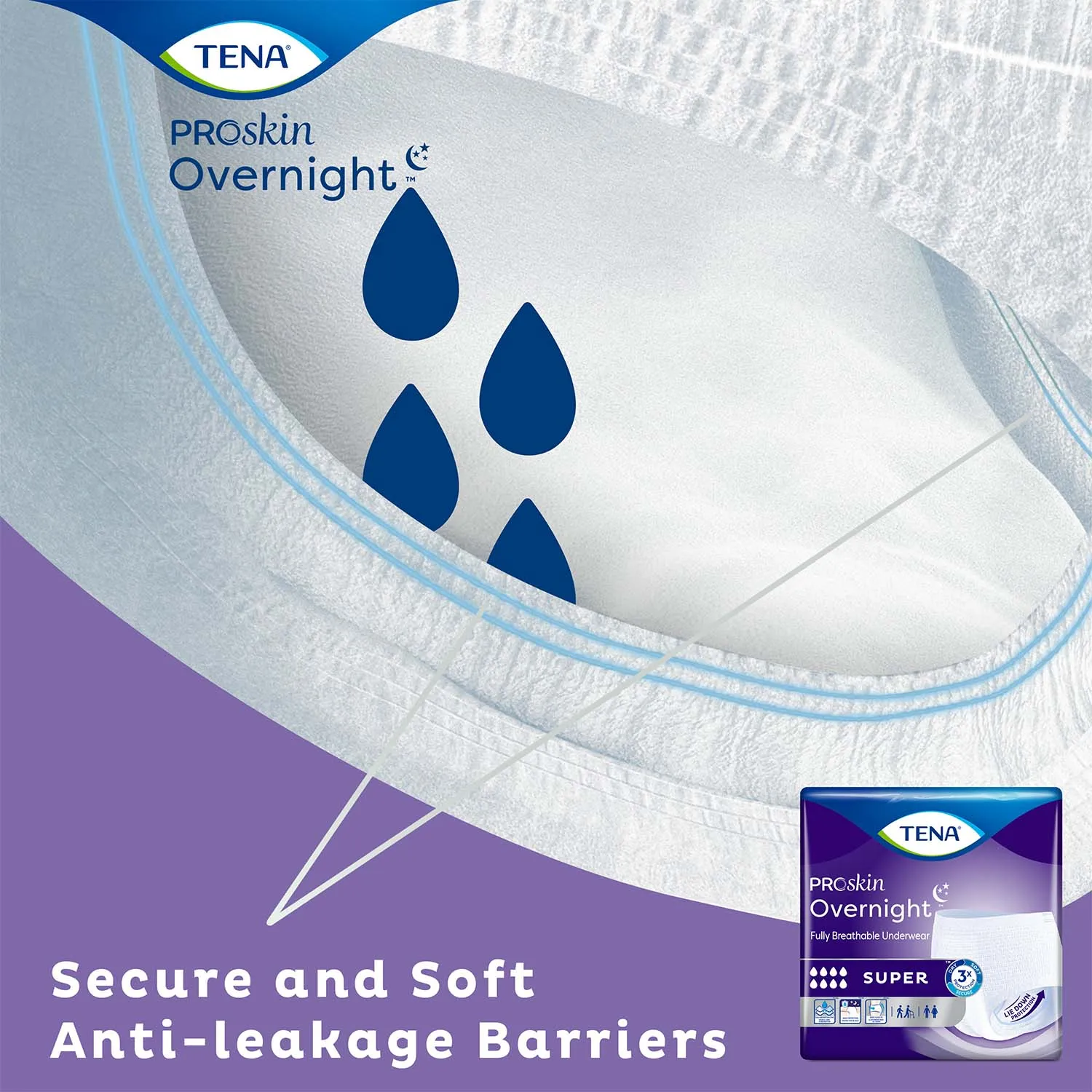 TENA ProSkin Overnight Super Protective Incontinence Underwear 45"- 58", Heavy Absorbency, Unisex, Large