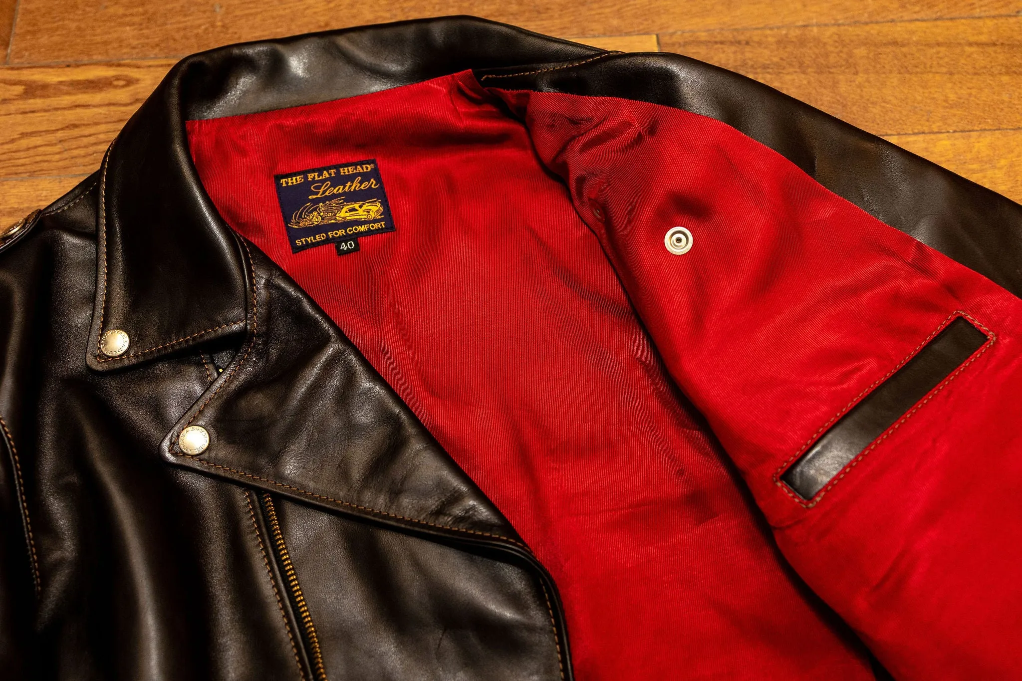 The Flat Head FN-LJ-HW001 Horsehide Double Riders Jacket - Black