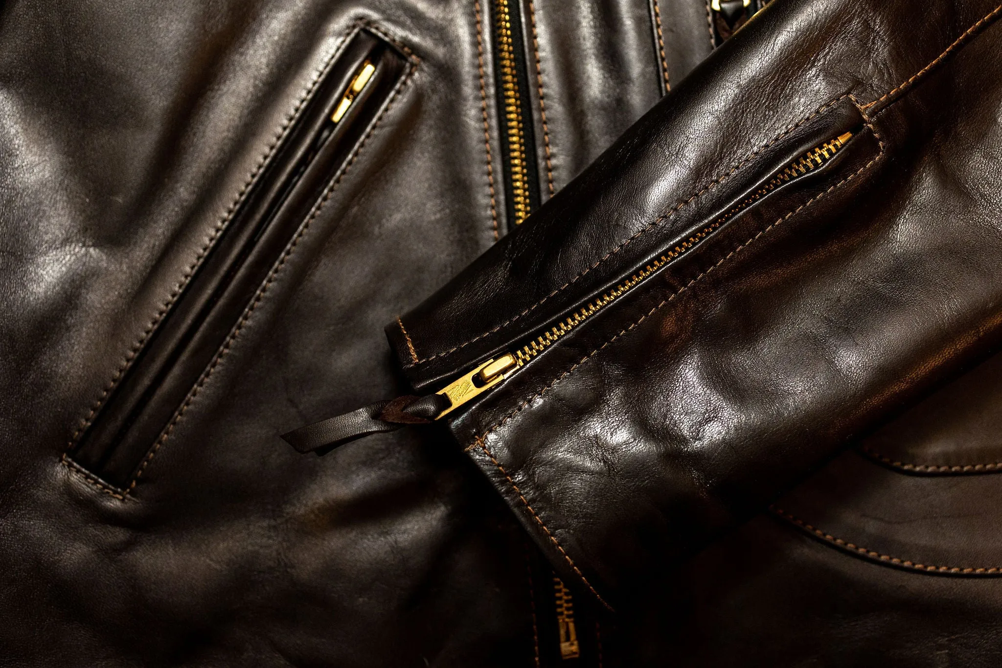 The Flat Head FN-LJ-HW001 Horsehide Double Riders Jacket - Black