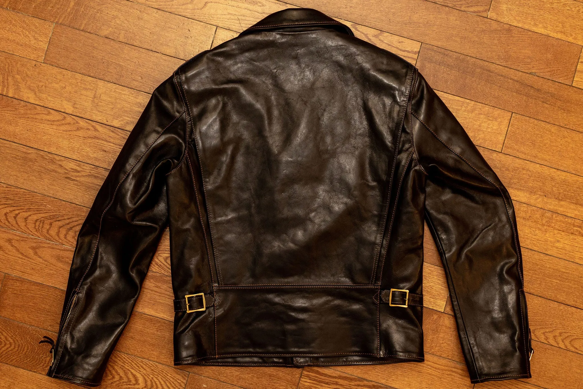 The Flat Head FN-LJ-HW001 Horsehide Double Riders Jacket - Black