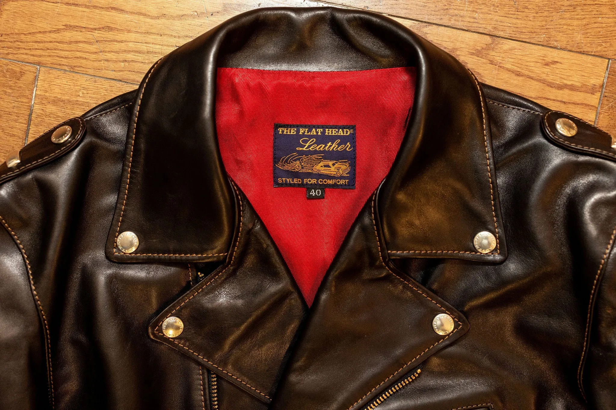 The Flat Head FN-LJ-HW001 Horsehide Double Riders Jacket - Black