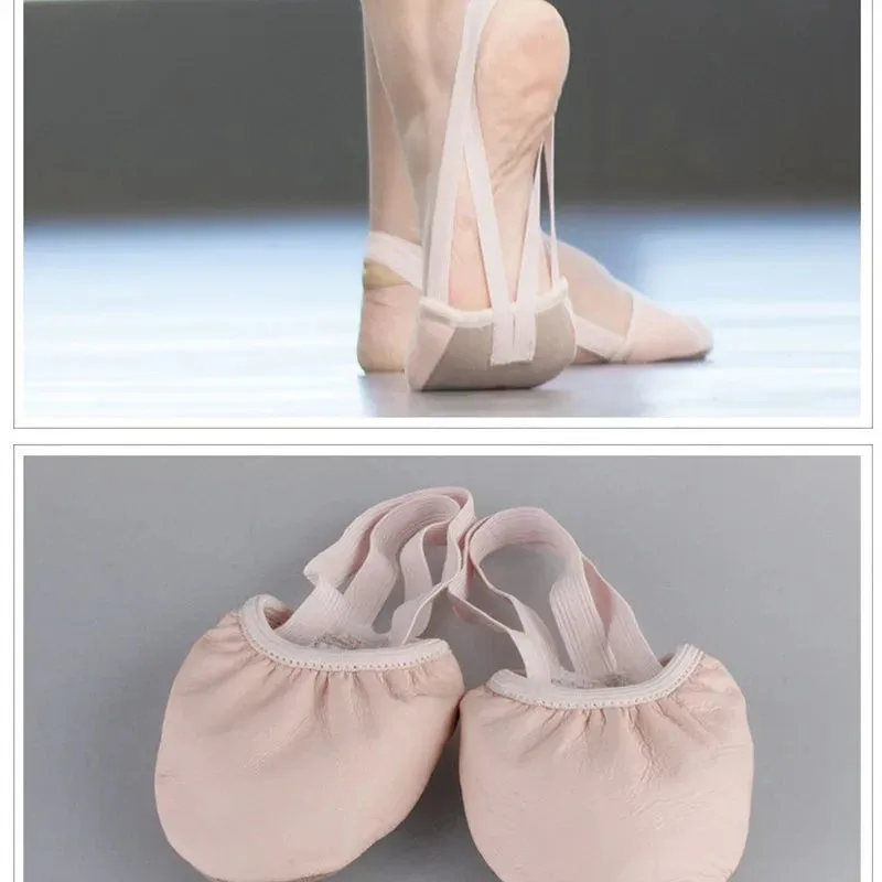 Wholesale High Quality Low MOQ Pink Women Girls Leather Stretch Canvas Half Rhythmic Gymnastics Shoes