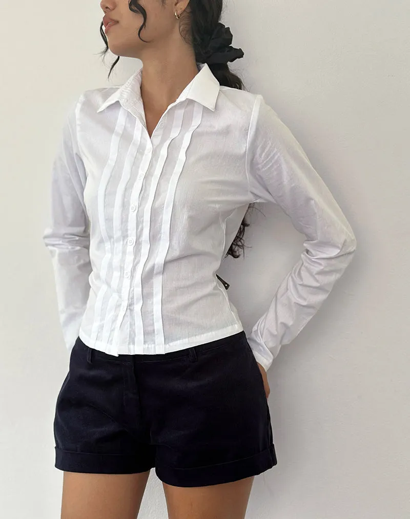 Winda Long Sleeve Shirt in Poplin White