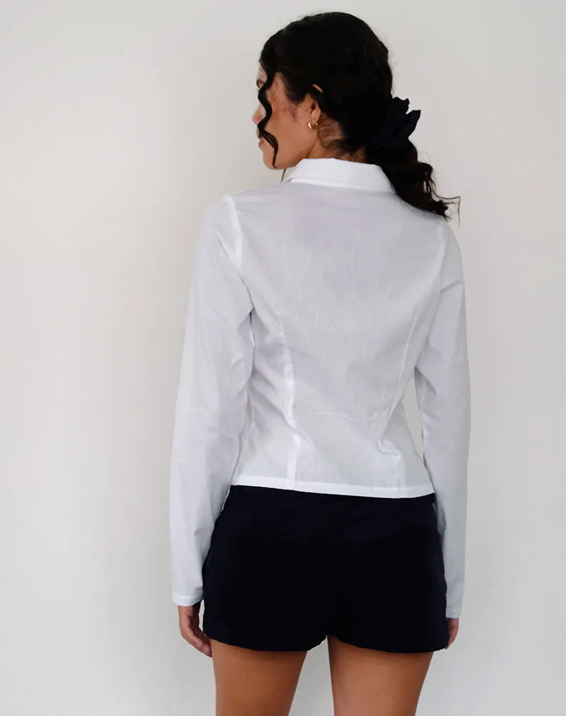 Winda Long Sleeve Shirt in Poplin White