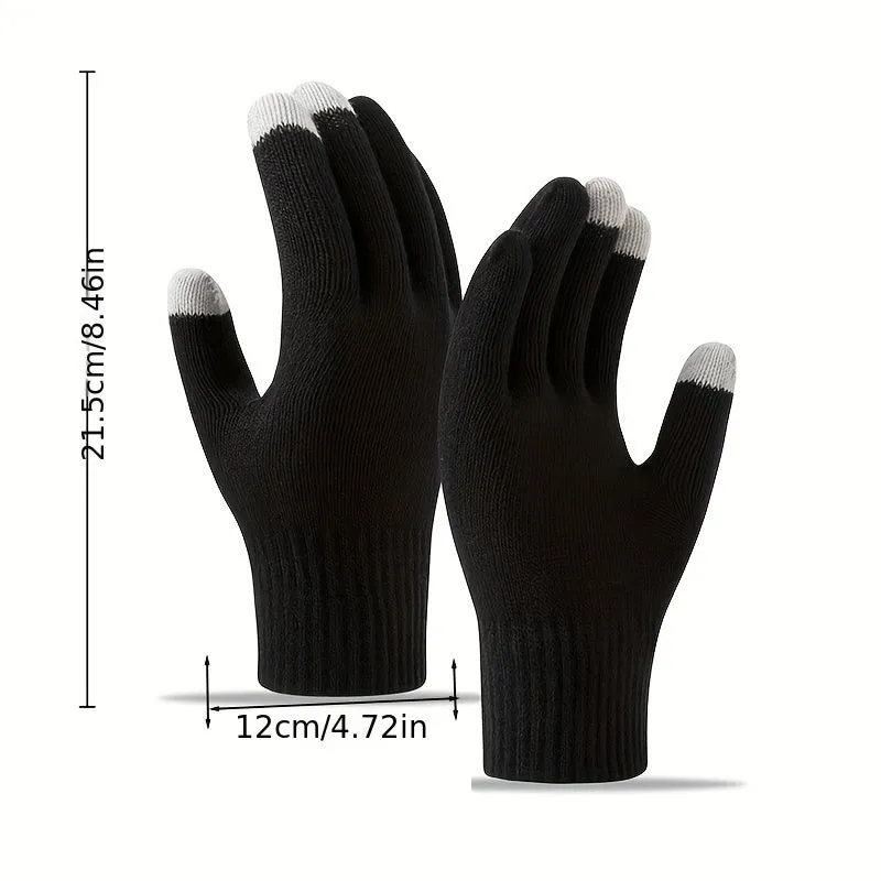 Winter Knitted Gloves For Men And Women, Touch Screen, Cold And Warm, All Finger Gloves, Korean Bicycle Acrylic Gloves